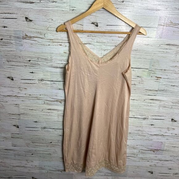 Vintage night gown slip cream  tan size large lace - Picture 5 of 6